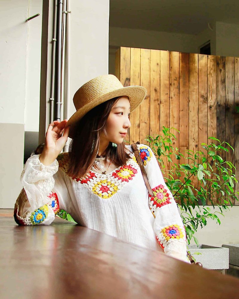 Tsubasa.Y│**Multiple options**Ethnic embroidered tops/shirts embroidered shirts traditional costumes - เสื้อผู้หญิง - ผ้าฝ้าย/ผ้าลินิน ขาว