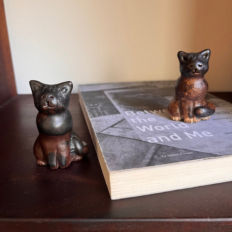 享受片刻寧靜 / 黑貓 / 玳瑁貓 / 陶偶 - 擺飾/家飾品 - 陶 咖啡色