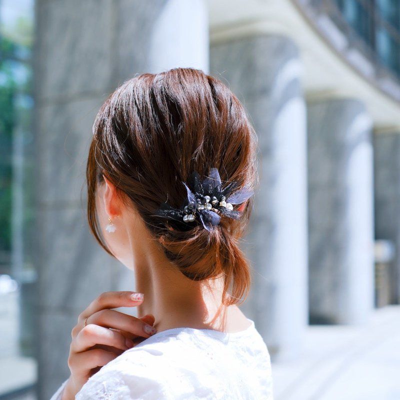 Elegance | Pony Clip | Pearl Black - Hair Accessories - Polyester Black