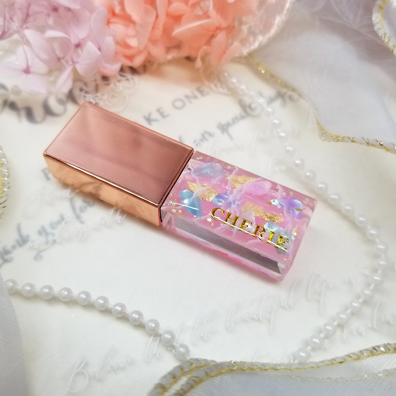 [Main Image-Pink Background Shell Marble] Customized personal name USB flash drive USB graduation gift lover - USB Flash Drives - Other Materials 