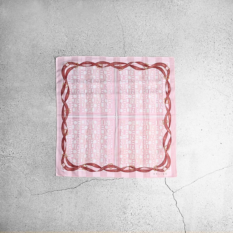 Vintage Celine Scarf古董方巾 - Handkerchiefs & Pocket Squares - Cotton & Hemp Pink
