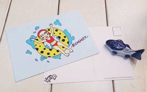 PuChi插畫設計工作室 PuChi//明信片/夏日泳圈比基尼