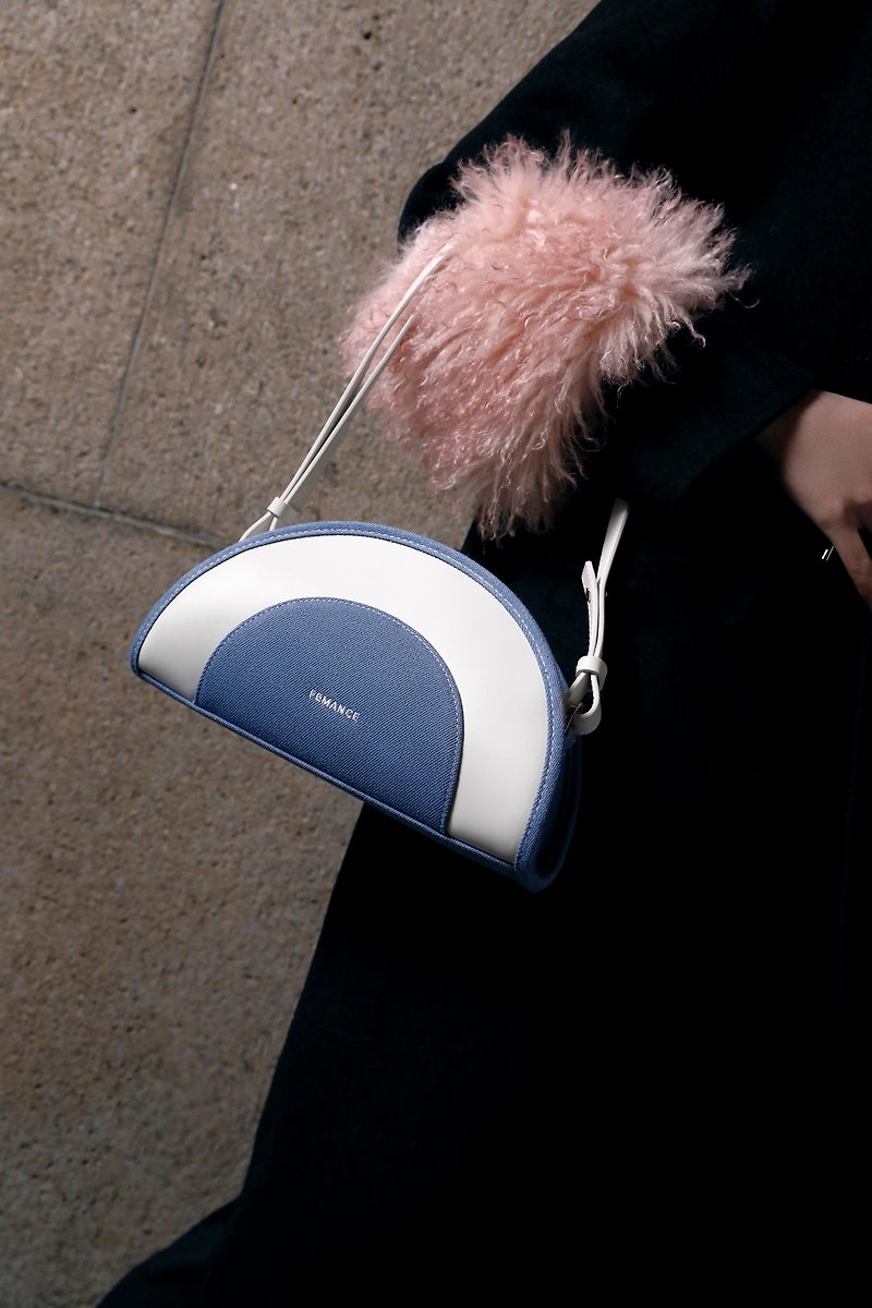 Femance - Mini Luna Denim - กระเป๋าแมสเซนเจอร์ - หนังแท้ สีน้ำเงิน