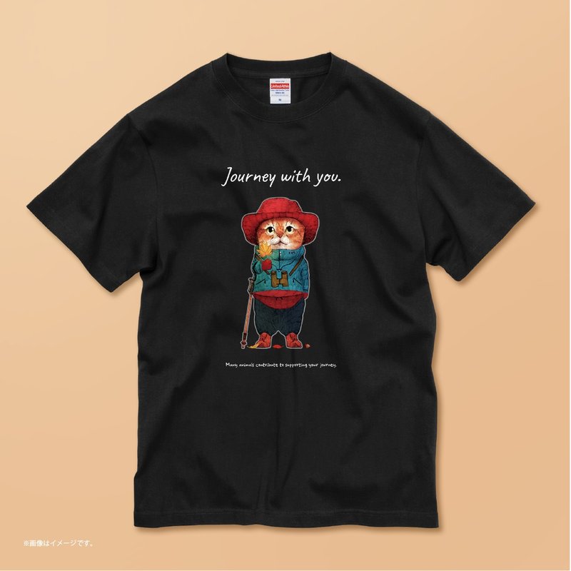 Journey with you-Hiking/コットンTシャツ - Tシャツ - コットン・麻 ブラック