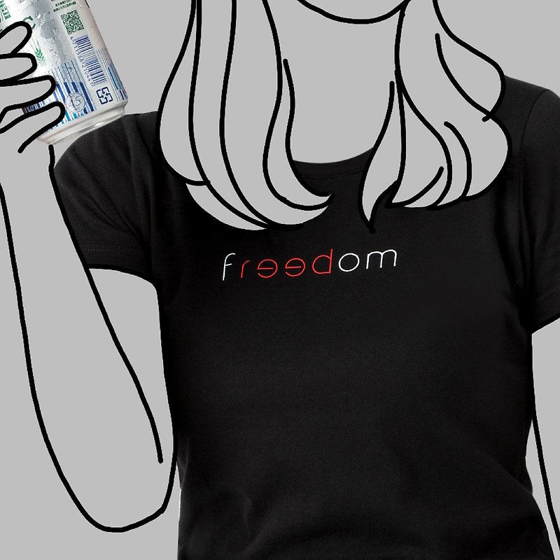 【Black】NO Beer NO Freedom T-Shirt / 100%cotton / Words for MIRROR only / MIT - เสื้อฮู้ด - ผ้าฝ้าย/ผ้าลินิน ขาว