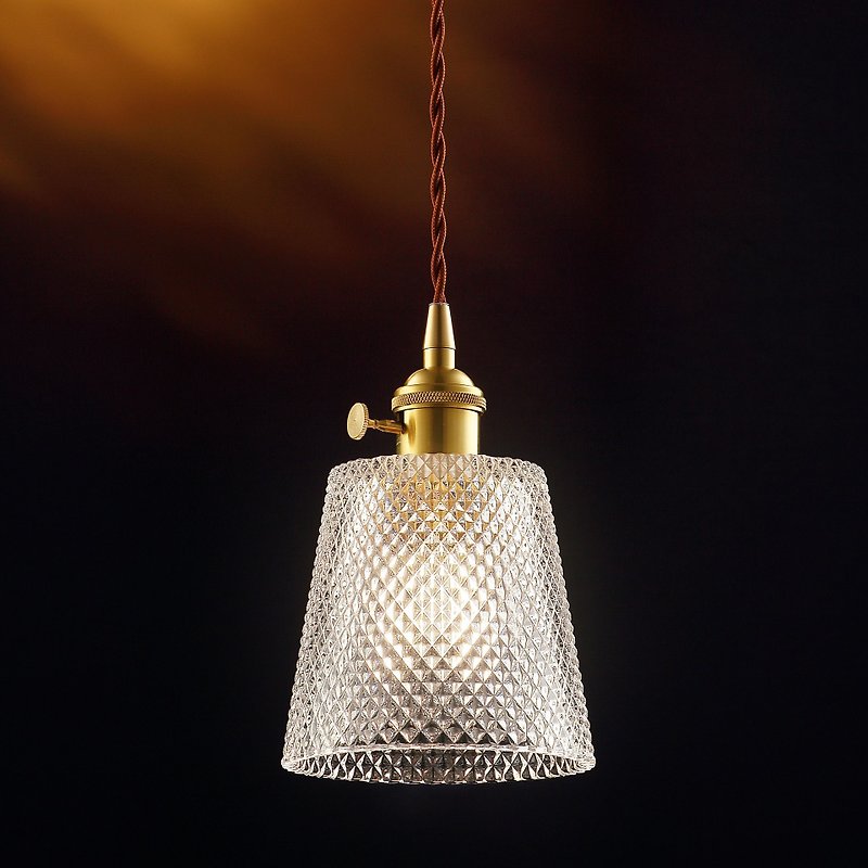 【塵年舊飾】懷舊銅製玻璃吊燈PL-1736附LED 6W燈泡 - 燈具/燈飾 - 玻璃 透明
