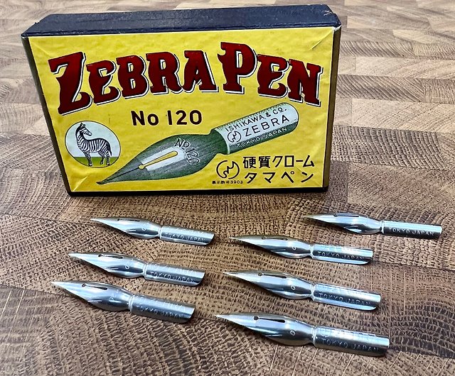 1960年代日本の古いペン先ゼブラNo.120半球型水に浸したペン先