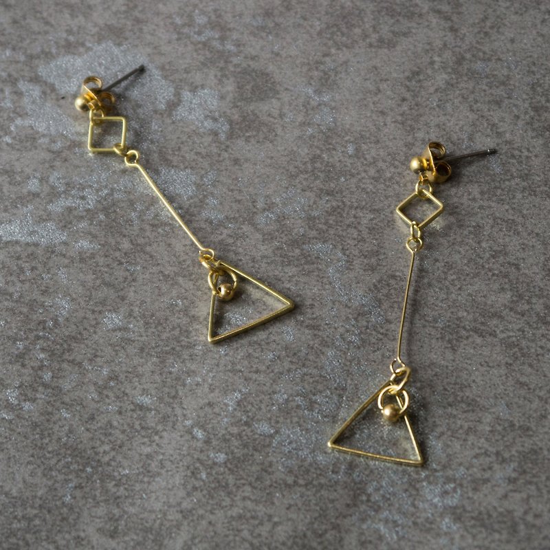 幾何 幾何黃銅細緻長耳環 - 耳環/耳夾 - 銅/黃銅 金色