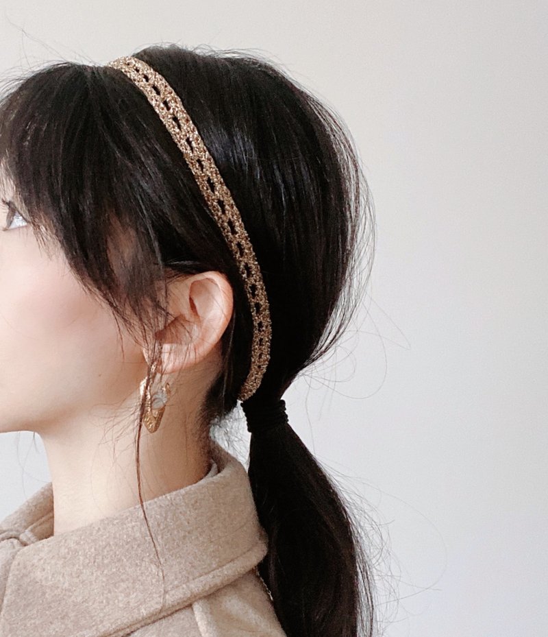 Sparkling golden hairband - ที่คาดผม - ผ้าฝ้าย/ผ้าลินิน สีทอง