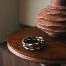ブラックモカ | 3つの輪の蝋ロープ組紐ロープブレスレットとネックレス