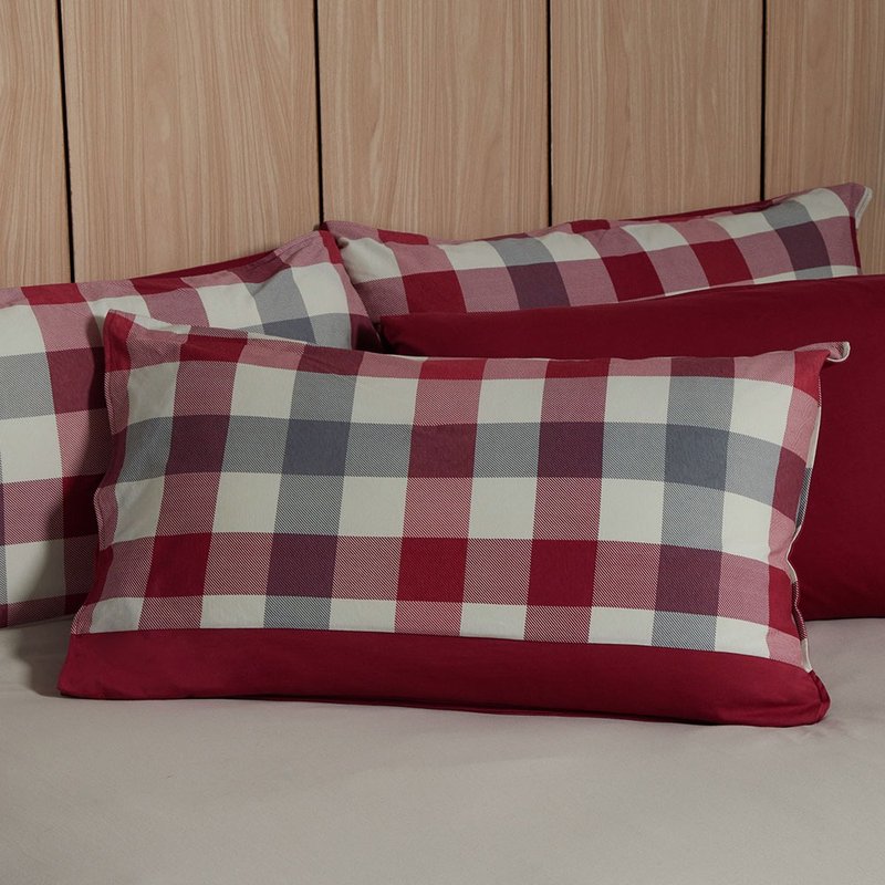 Plaid Printed Mosaic Envelope Pillowcase 1pcs-Grape Vine Red - Pillows & Cushions - Cotton & Hemp Red