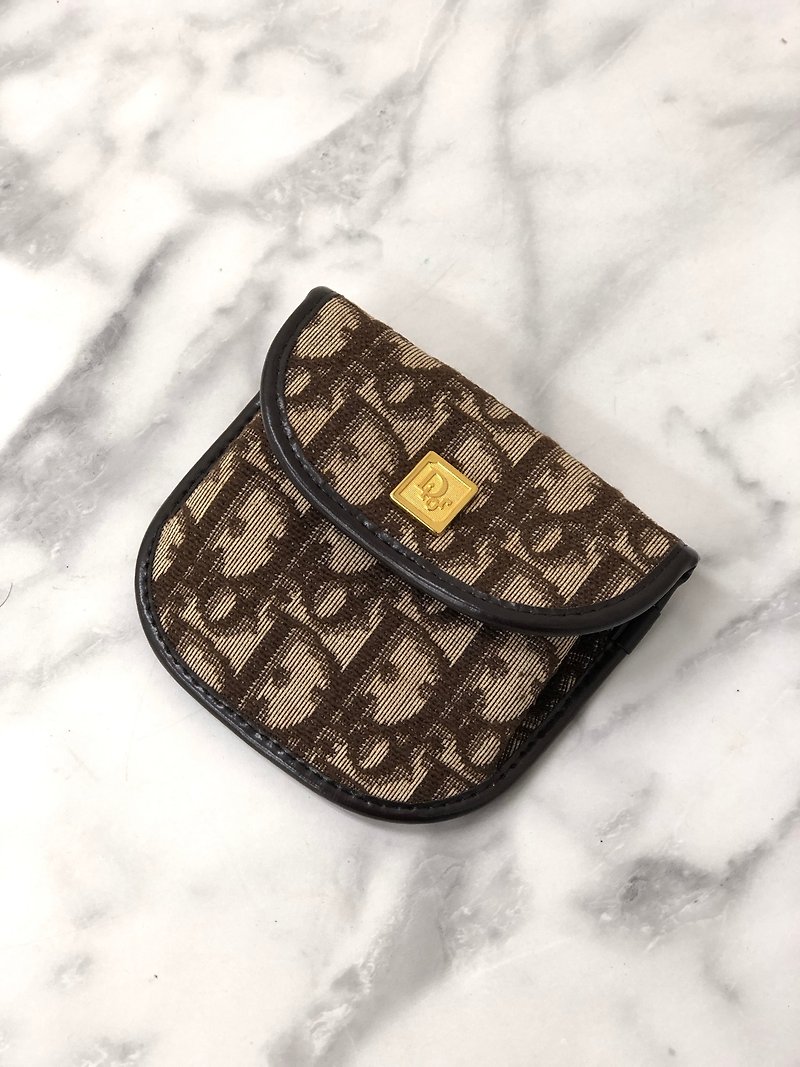 [Delivered directly from Japan, used packaging with name tag] Christian Dior Dior Trotter Wallet Brown Dior Logo Jacquard Coin Case e3hgif - กระเป๋าสตางค์ - หนังแท้ สีนำ้ตาล
