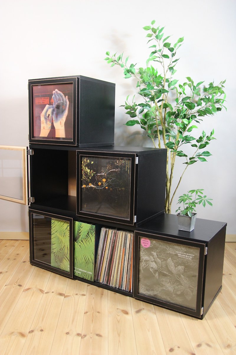 With Glass Window Record Frame &amp; Vinyl Storage**** Lp Box One Unit Cabinet