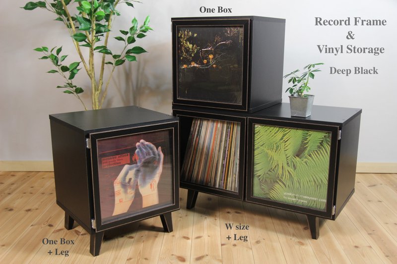 Art Vinyl Record Storage **Lp Frame Display One Box Cabinet Cube Crate 33rpm - Wardrobes & Shoe Cabinets - Wood Black