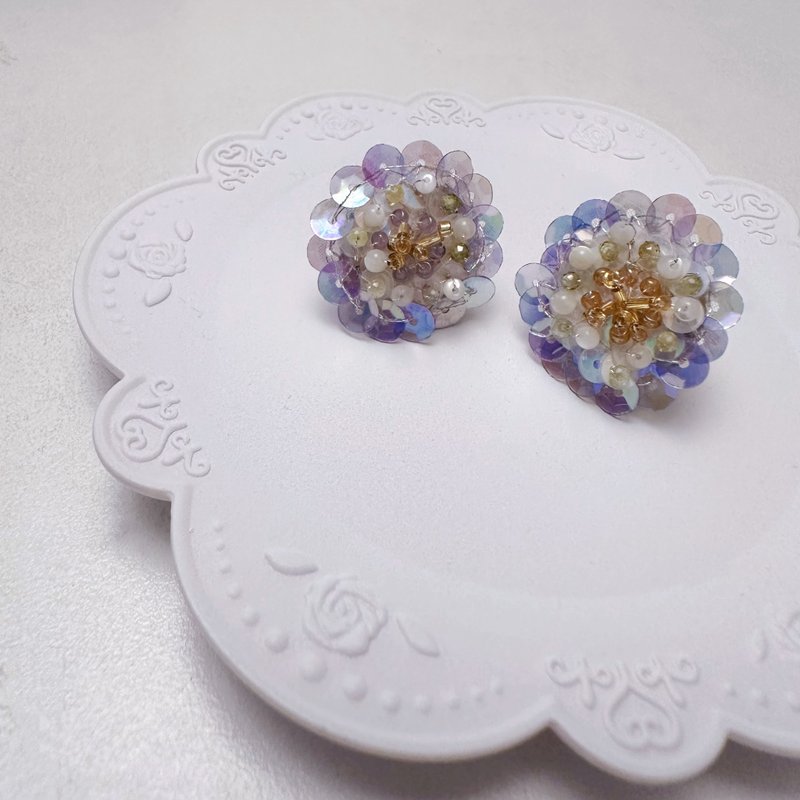 Purple Dahlia Earrings - Earrings & Clip-ons - Other Metals 