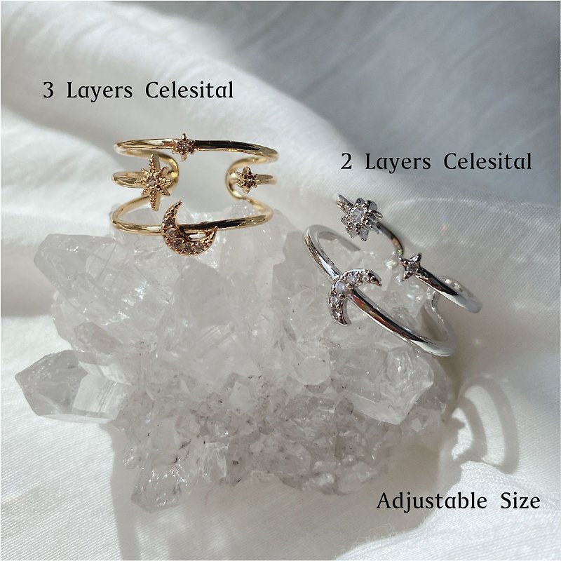 3 Layers Celestial  Color Ring - General Rings - Precious Metals Silver