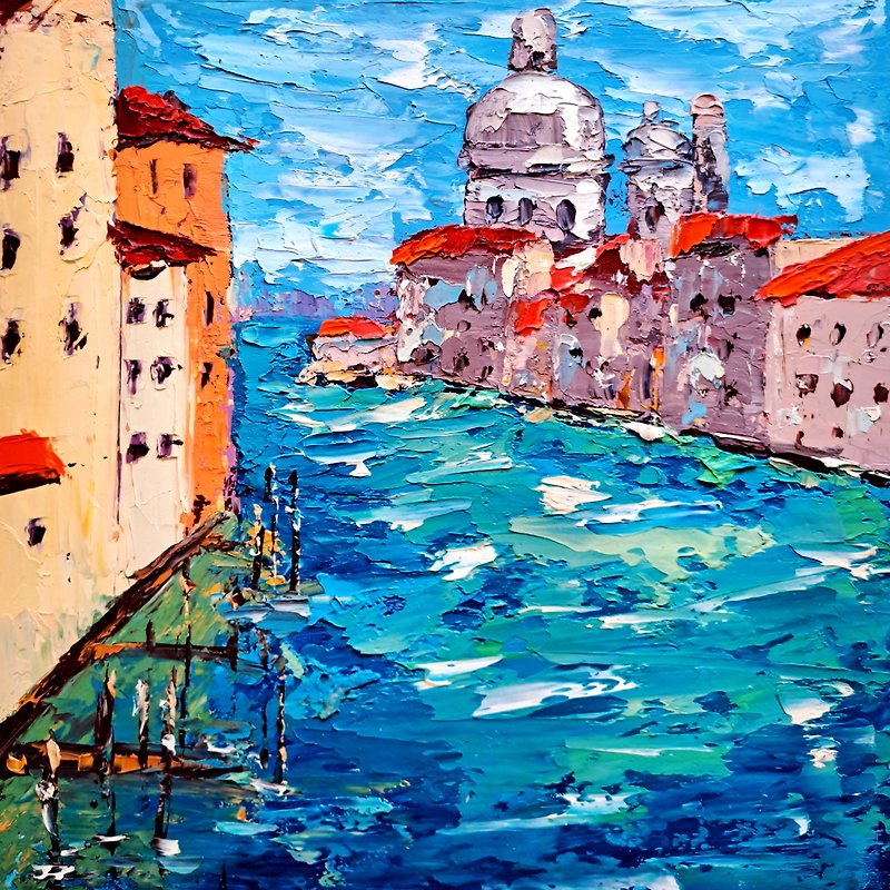 Venice Painting Italy Original Art Cityscape Wall Art - 牆貼/牆身裝飾 - 其他材質 多色