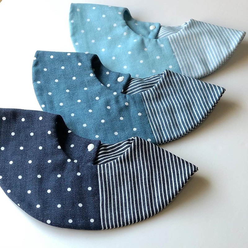 Denim stitching 360-degree round pocket - ผ้ากันเปื้อน - ผ้าฝ้าย/ผ้าลินิน สีน้ำเงิน