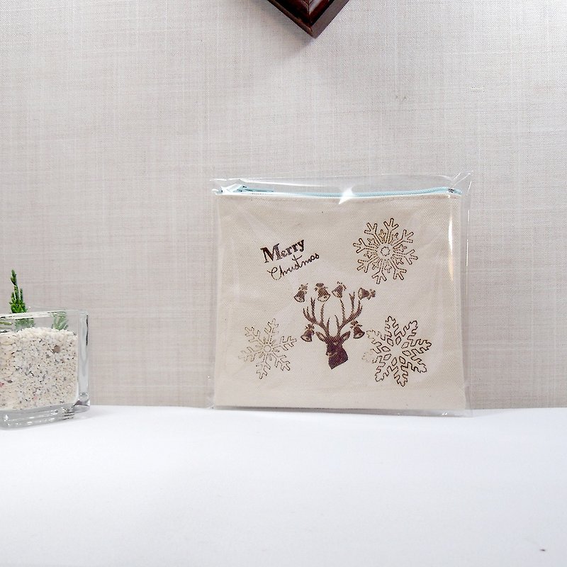 Exchange gifts cute snowflake elk buddy christmas jingle deer canvas purse custom made name gift - Wallets - Cotton & Hemp Brown
