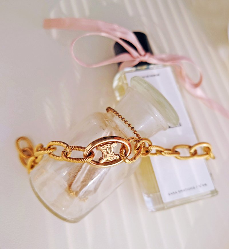 中古真品 最後一條 CELINE 凱旋門鏈條包掛件 項鍊頸鏈手鏈 掛飾 - 手鍊/手環 - 其他金屬 金色