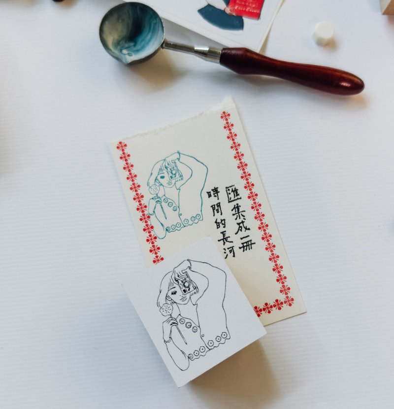 花田裡的攝影女孩 木製印章 - 印章/印台 - 木頭 