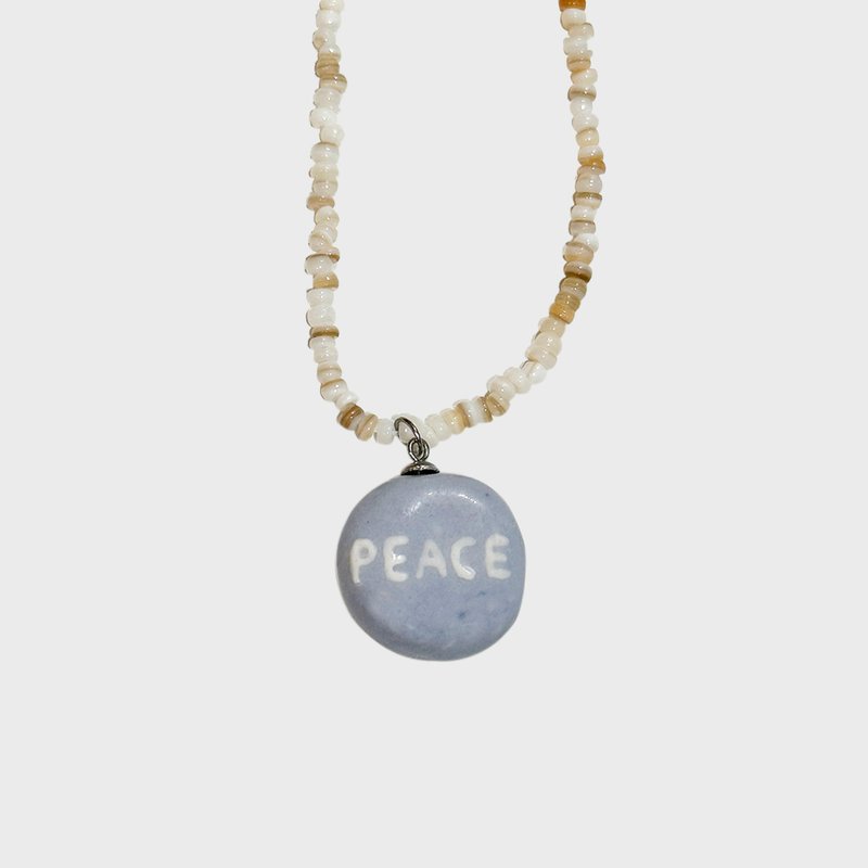 Peace Necklace - สร้อยคอ - เครื่องลายคราม สีน้ำเงิน