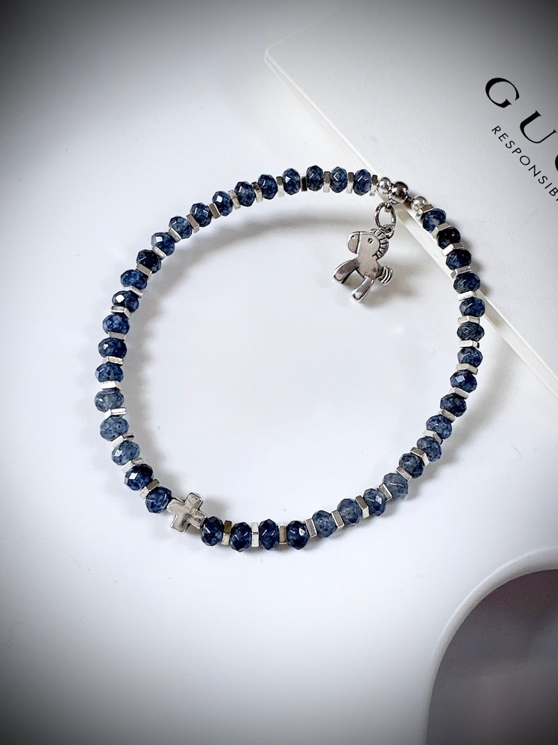 C&W 天然鑽石刻面細閃菫青石氣質優雅甜美手鏈手環 - 手鍊/手環 - 玉石 藍色