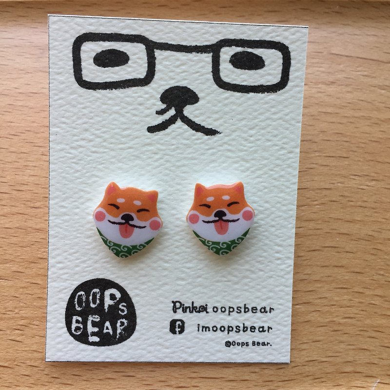 Plastic Earrings & Clip-ons Orange - Oops bear - Smiling Shiba earring