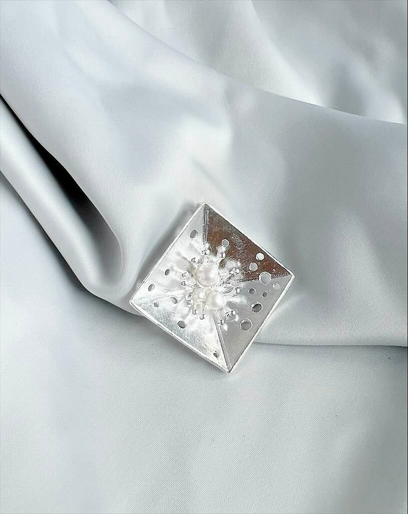 [Murayoshi Silver Jewelry] 925 sterling silver pendant, pearl geometric coral handmade pendant - สร้อยคอ - เงินแท้ 