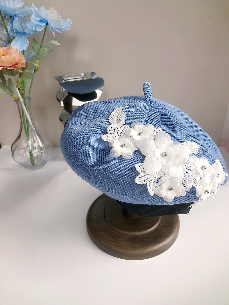 Original breathable cutout blue beret - Hats & Caps - Other Materials Blue