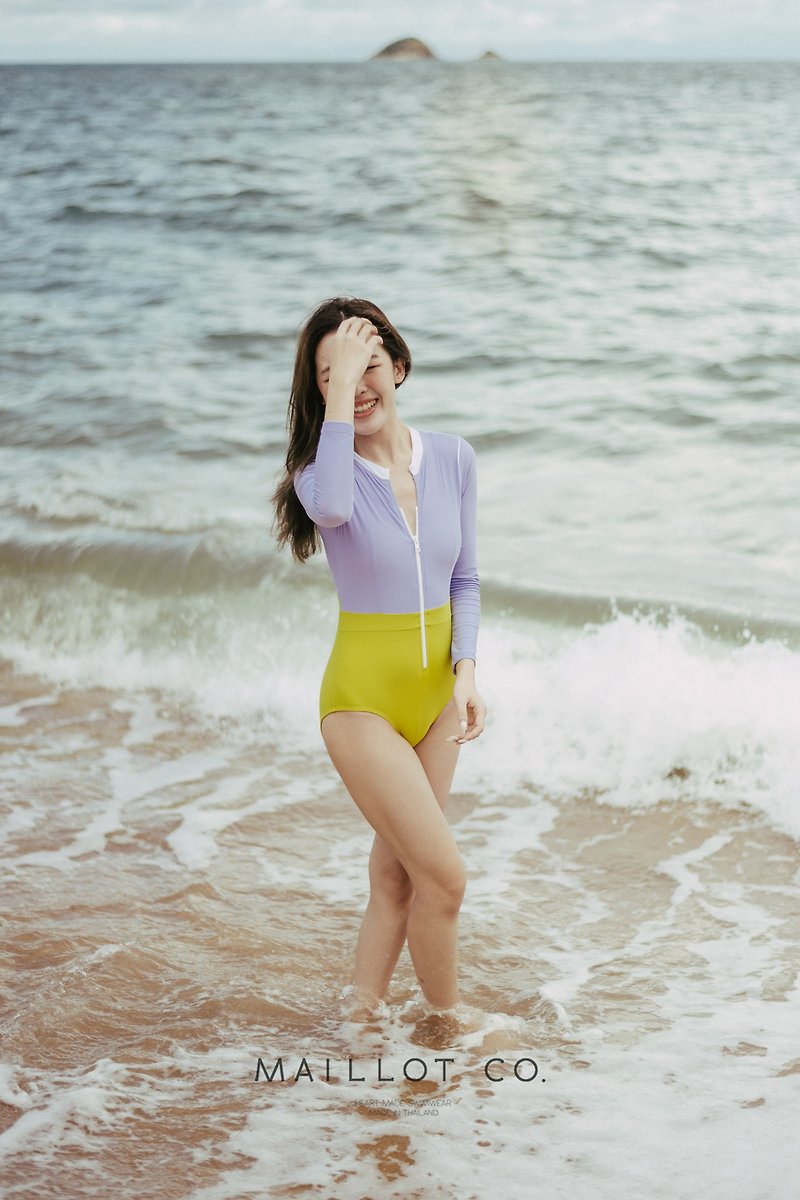 Chloe - Purple/Lemon / swimwear - ชุดว่ายน้ำผู้หญิง - ไนลอน สีม่วง