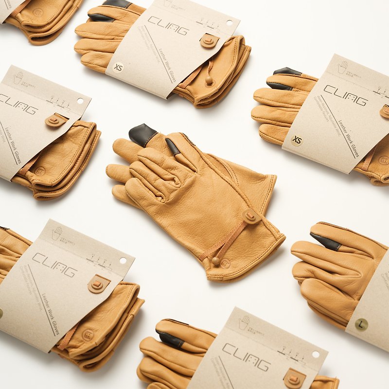 【Cowhide Work Gloves】-Gardening/Cycling/Stab Proof - Plants - Genuine Leather Brown