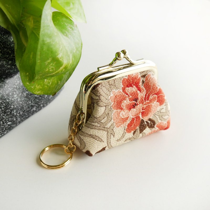 Peony Pavilion Kiss Lock Bag/Coin Purse [Made in Taiwan] - Coin Purses - Other Metals Khaki