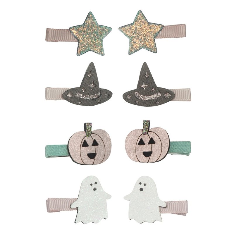 British Mimi & Lula_AW24_Dress Up Party-Pumpkin Ghost Hair Clips 8 pieces - Baby Accessories - Polyester 