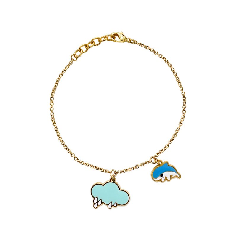 Dolphin with Rainy Bracelet - Bracelets - Precious Metals Blue