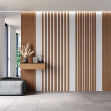 オーク材の壁パネル - 木製スラット - ワイドサイズ - 3D ウォールパネル - アクセントウォール
