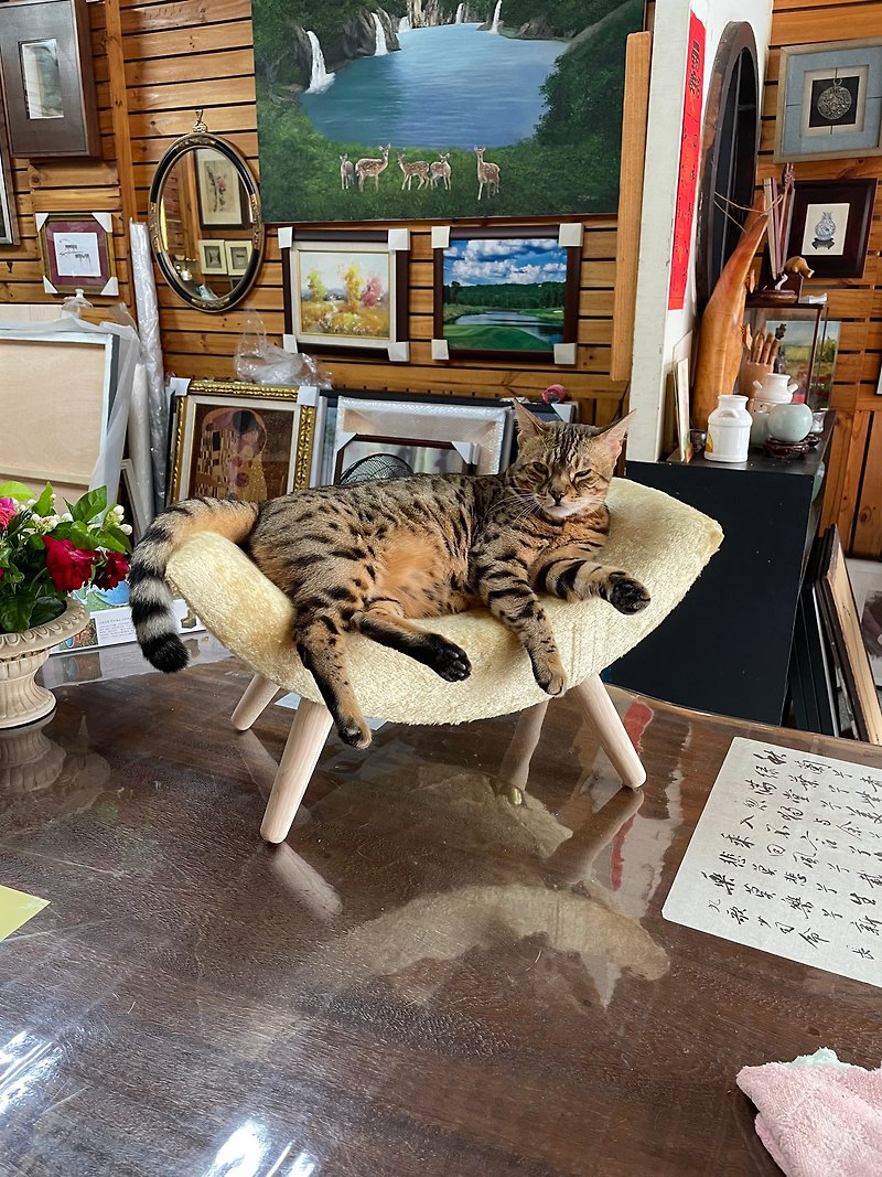 毛皮の赤ちゃんのための最も安全な家具のための台湾製の猫用ベッドペット用ベッド布張りの曲げ木ベッドの独占販売 - 寝具 - 木製 
