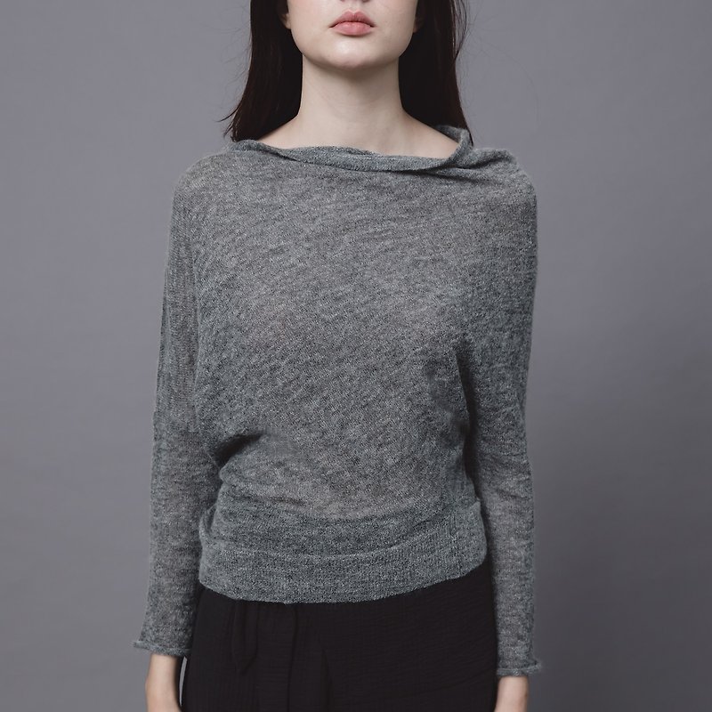 Deconstructed alpaca sweater - Charcoal gray - สเวตเตอร์ผู้หญิง - ขนแกะ สีเทา