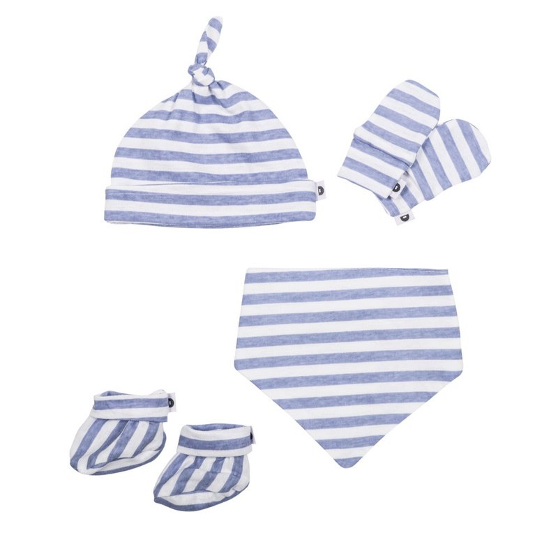 BabyBites Shark Bites Pure Cotton Super Cute Newborn Combination-Sailor Blue Stripes - ของขวัญวันครบรอบ - ผ้าฝ้าย/ผ้าลินิน สีส้ม