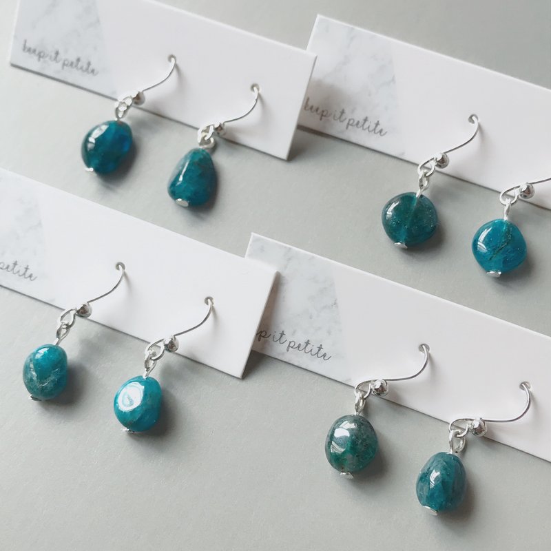 [While stocks last] Special offer irregular Stone natural stone earrings dangle ear hooks - ต่างหู - โลหะ สีน้ำเงิน