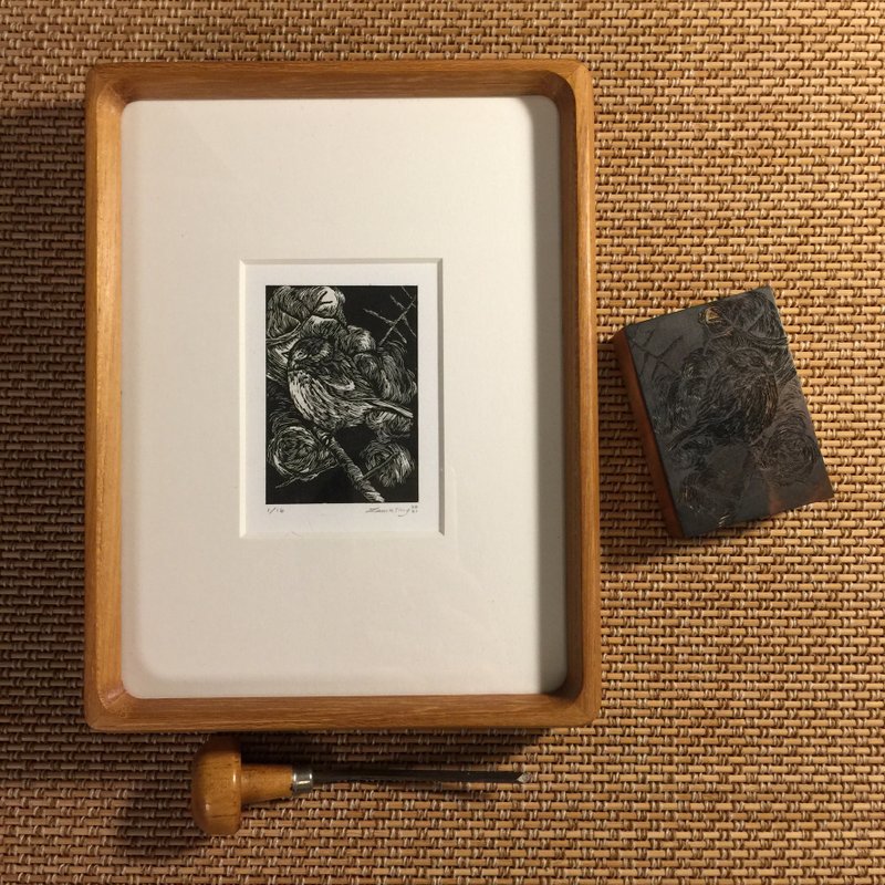 【木口木刻版畫】The island on bird street - 海報/掛畫/掛布 - 紙 黑色