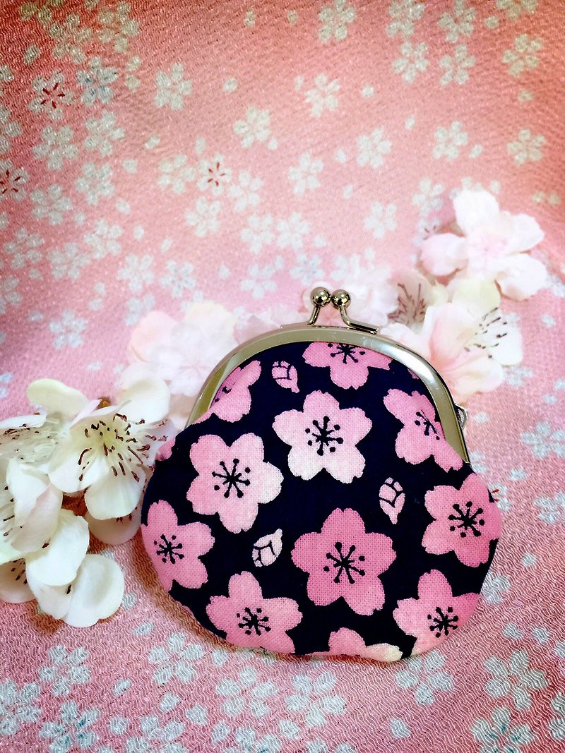 小さな口の金のパッケージの桜 - 財布 - コットン・麻 ピンク