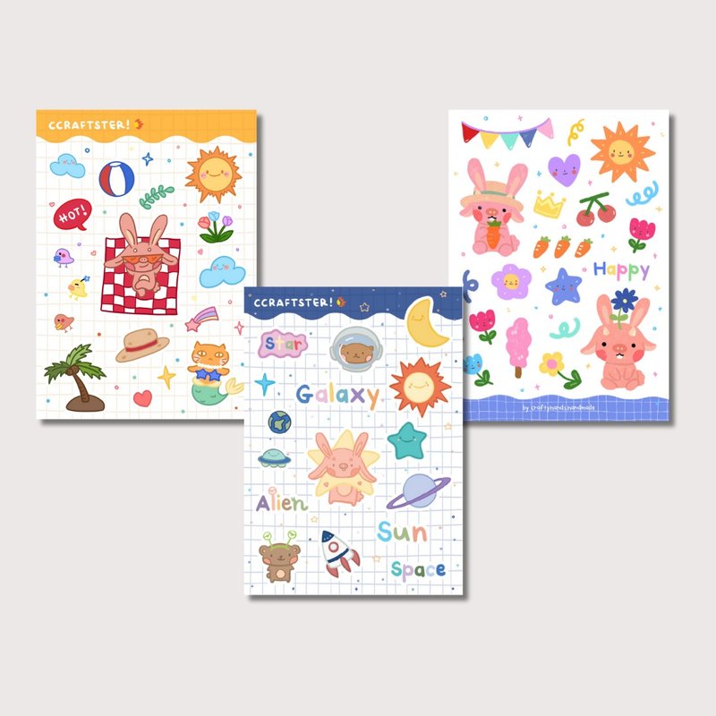 Grup Journal Sticker Diary sticker สติ๊กเกอร์กันน้ำ สติ๊กเกอร์น่ารัก ตกแต่ง - สติกเกอร์ - กระดาษ หลากหลายสี