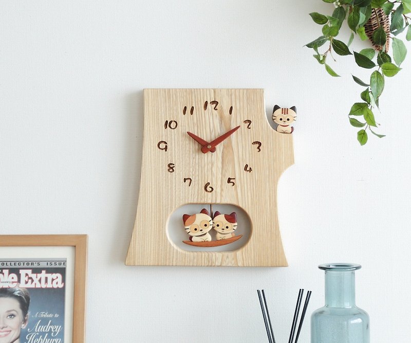 Asahikawa Craft Studio Pecker F41 stump pendulum clock - Clocks - Wood Brown