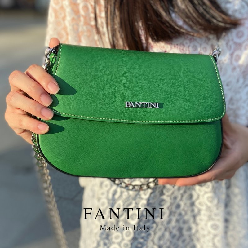 Maria Italian-made leather cross-body bag with magnetic buckle - Messenger Bags & Sling Bags - Genuine Leather Green