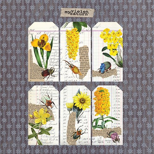 myvioletsaturn Printable Tag | Yellow Flowers and Insects No.1