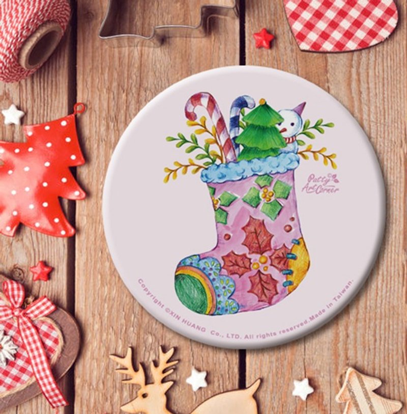 Painted Absorbent Ceramic Coasters – Christmas sock - Coasters - Pottery Transparent