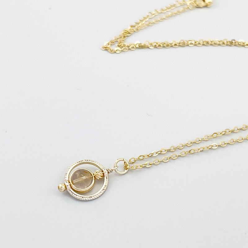 [Star Series] Natural Stone Zhengcai Gold Crystal Ring Gold Necklace - Necklaces - Crystal Gold