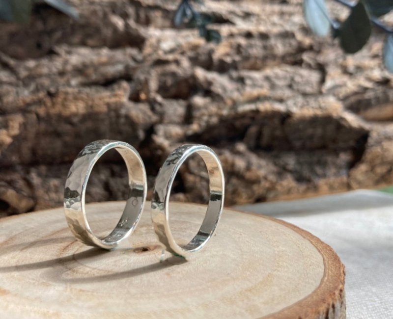 Forged water ripple Silver - Couples' Rings - Sterling Silver Silver