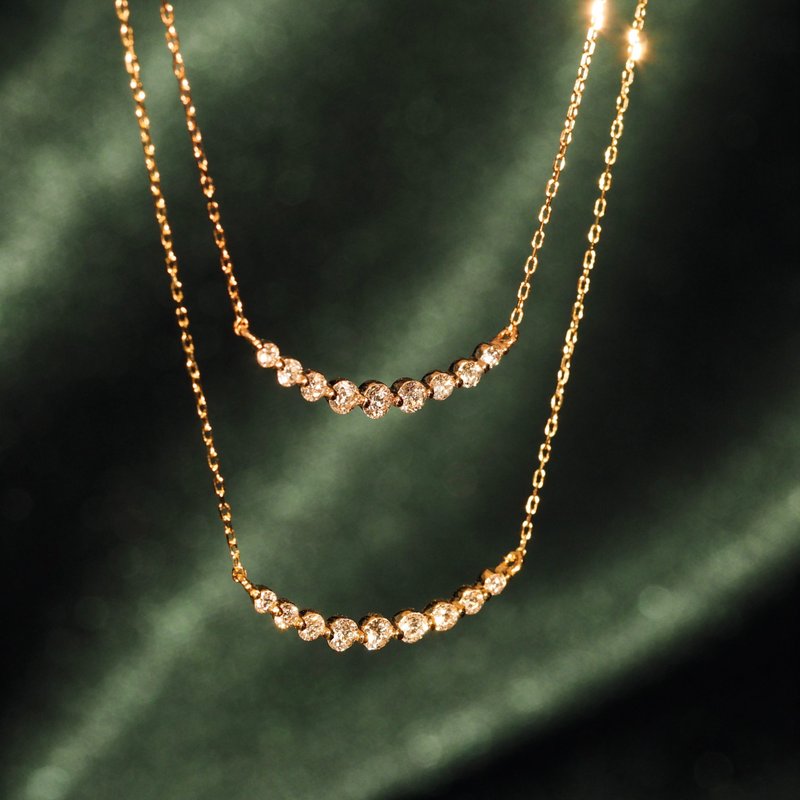 18K鑽石微笑項鏈 18K Gold Diamond Smile Necklace - 項鍊 - 貴金屬 